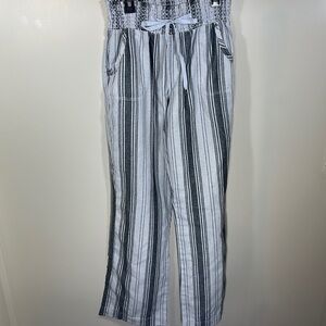 Striped Elastic waistband Cisono Grey and White Striped Beach Lounge Pants